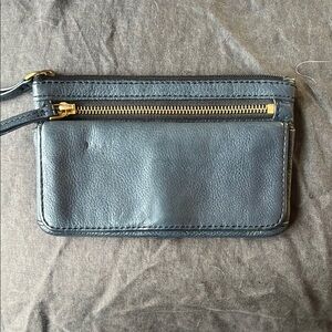 Fossil Gold and Blue Leather Clutch